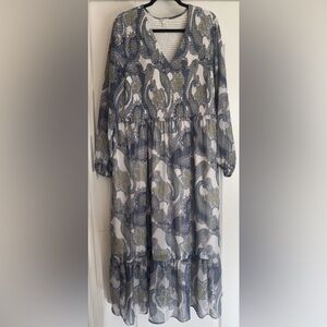 Cato Blue and Gray Paisley Maxi Dress
